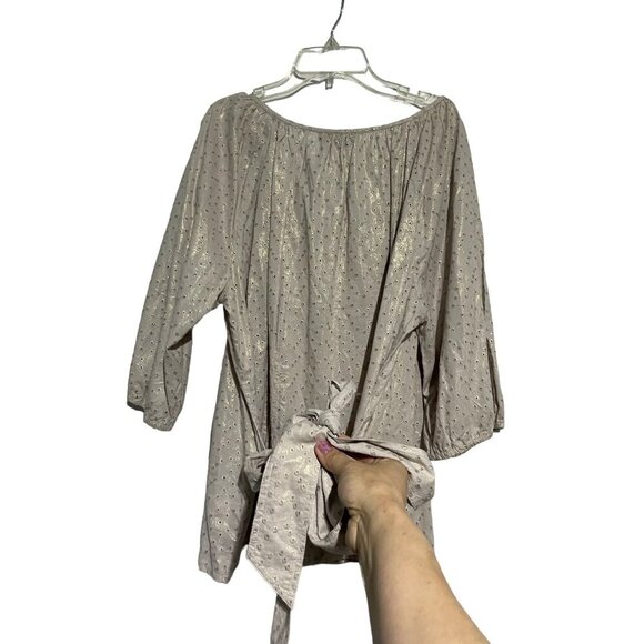 Women's Flowy Lace Lightweight Tie Back Cotton Top Size 2X - Picture 4 of 4